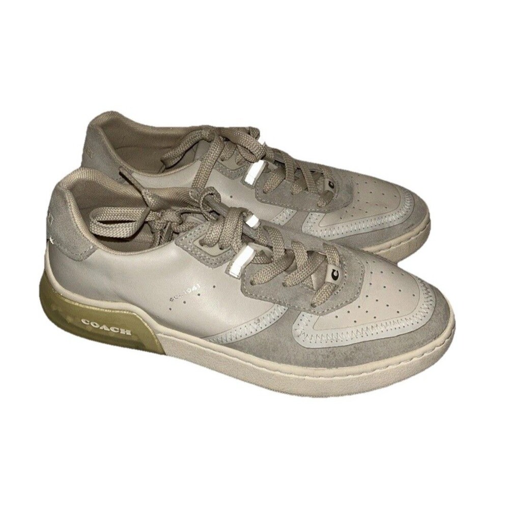 Coach Women’s Size 8.5 Lace Up White & Gray Sneakers